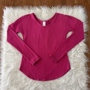 Ivivva by Lululemon Shirt Girl’s Long Sleeve Size 7 Pink Pleated Logo Athletic